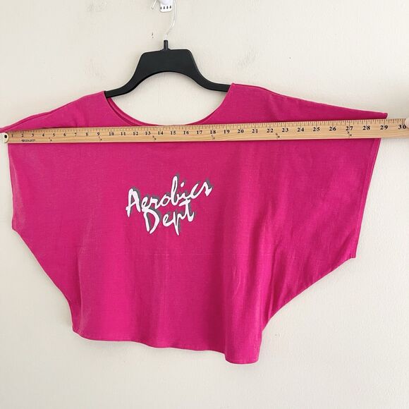 Vintage Apparel Active Crop Top Oversize M Fusia Pink Activewear Retro - Picture 4 of 8